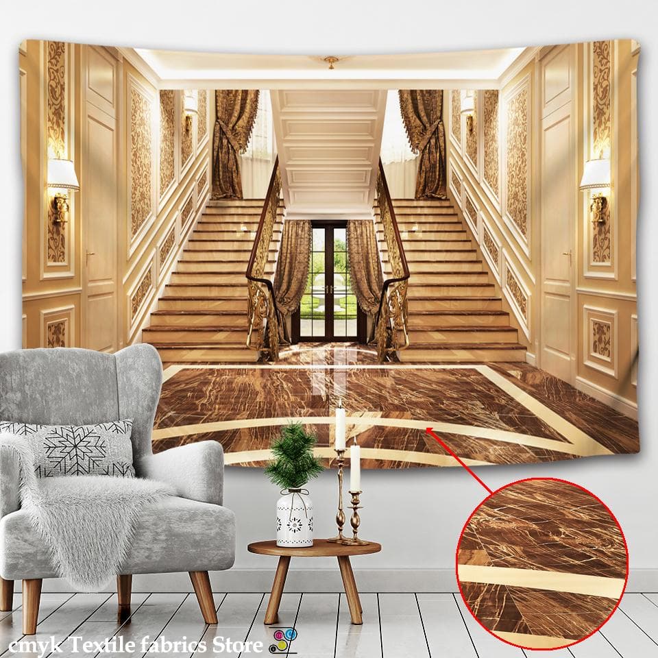 Retro Bookshelf Wine Cabinet 3d Tapestry Art Wall Hanging Cover Bedspread Throw Home Bedroom Decor Mysterious library 320x182CM