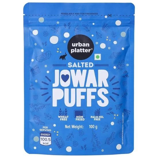 Urban Platter Salted Jowar Puffs, 100g (Gluten Free, Palm Oil Free, Baked Not Fried)
