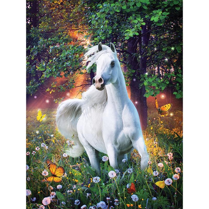 Full Round Drill Diamond Embroidery White Horse In The Bush Diamond Painting Cross Stitch Rhinestone 20X30CM