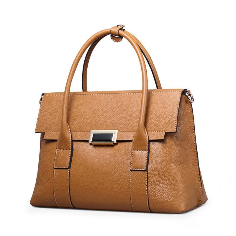 Leather Women's Bag Commuting Platinum Bag Sewing Bag Women's Bag Handbag European and American Retro Bag brown