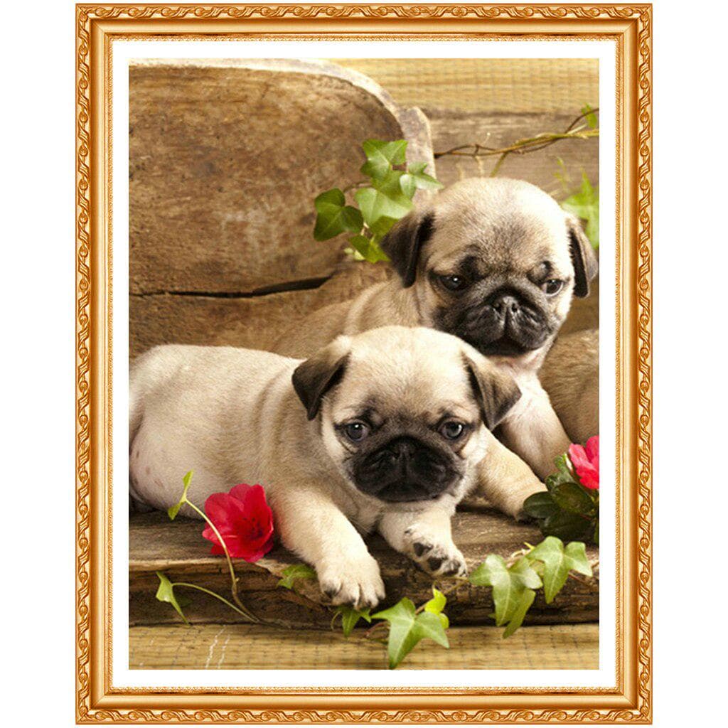 NEW 3D DIY Diamond Painting Cross Stitch Cute Dog Floral Crystal Needlework Diamond Embroidery 20X30CM