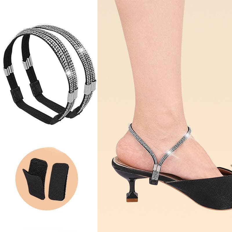 Women Shoelaces Free Triangle Bundle High Heels Adjustable Shoe Belt Ankle Holding Loose Anti-skid Bundle Laces Tie Straps Band silver