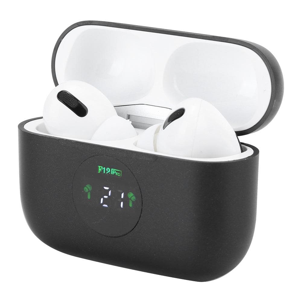 F12PRO Sports Waterproof Bluetooth Earphone with Digital Display Charging Box HeadphoneBlack black