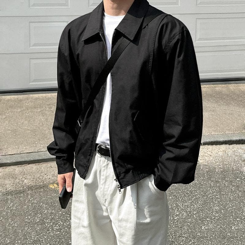 Short Jacket for Men In Autumn New Style Loose Lapel Top Korean Style Trendy Simple Executive Jacket 2XL black