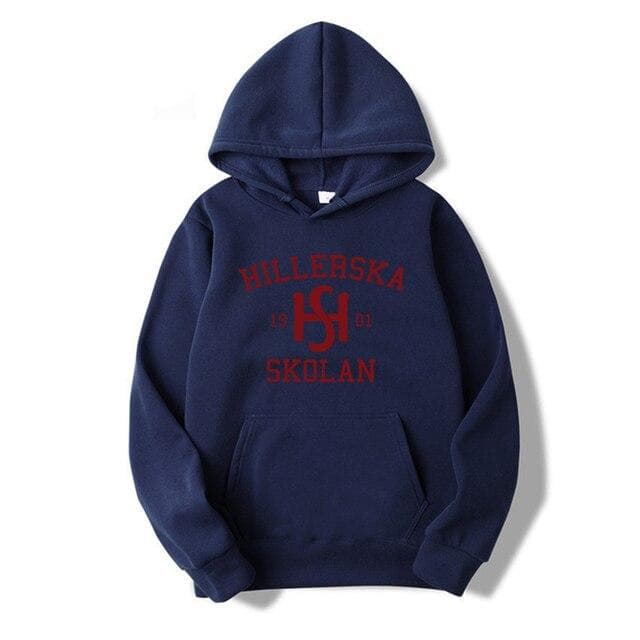 Young Royals Hillerska Skolan Hoodie Hillerska Skolan Unisex Hooded Sweatshirt Graphic Hoodies Long Sleeve Pullover Tv Show Tops L navy blue