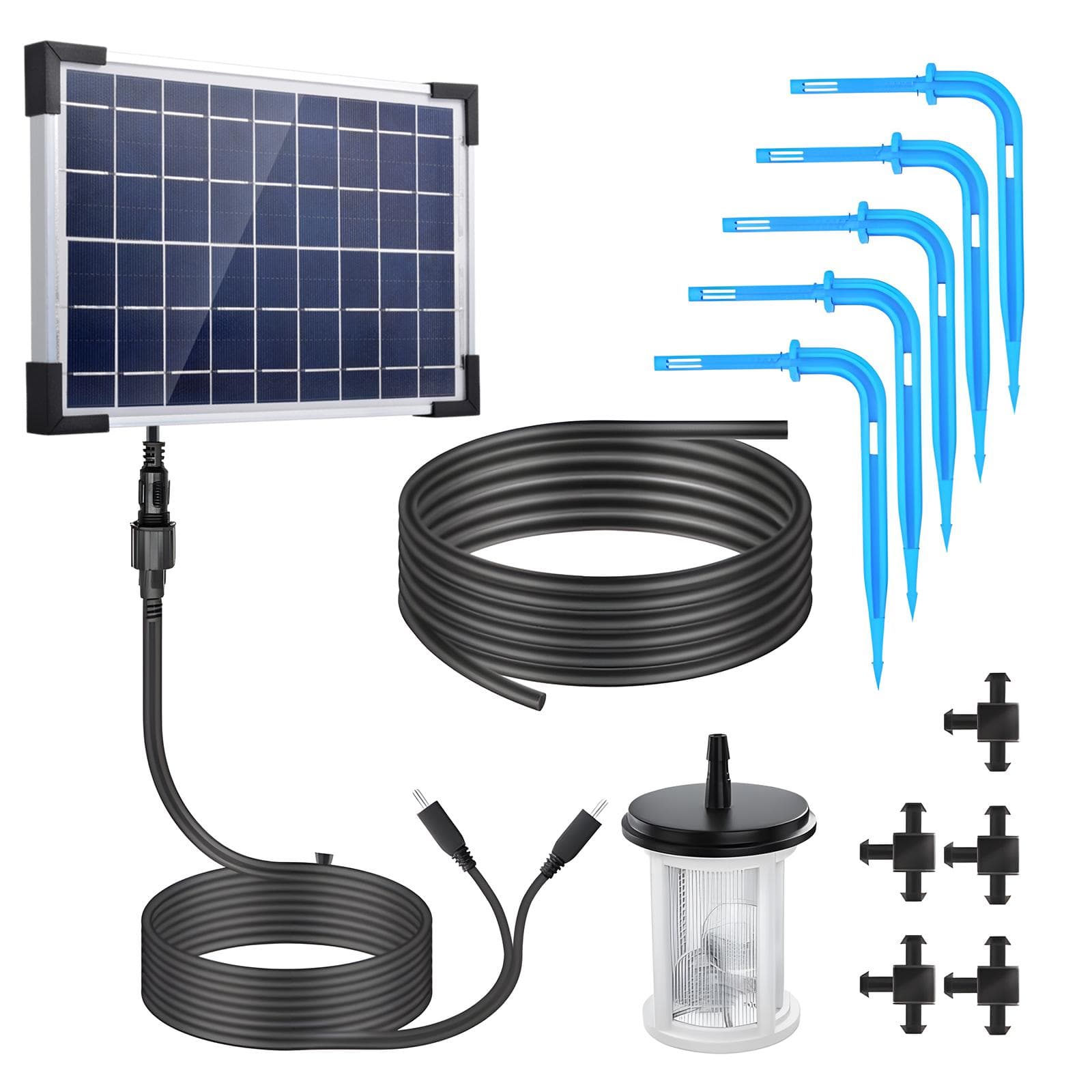 Solar Auto Drip Irrigation System Solar Powered Drip Irrigation Kit Built-in 2200mAh Battery white