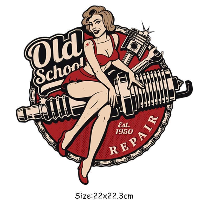 Old School Heat Transfer Washable Diy T-Shirt Clothing Stickers Stripe Iron On T-Shirt Dresses Jeans Thermal Sticker