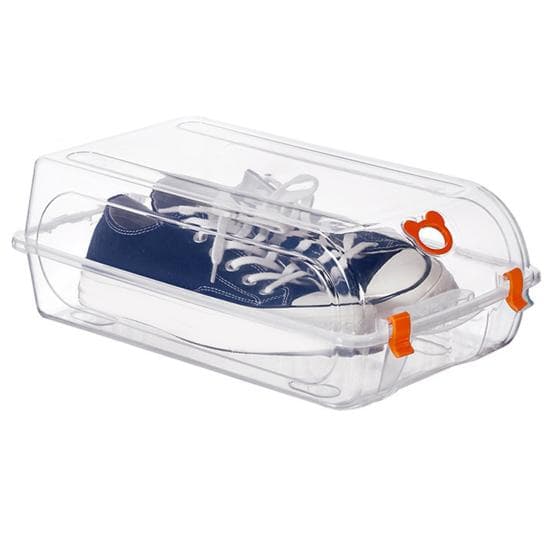 Shoe Storage Box Protect Ventilation Holes Design Transparent Space-saving Plastic Organizer Box for Home L orange