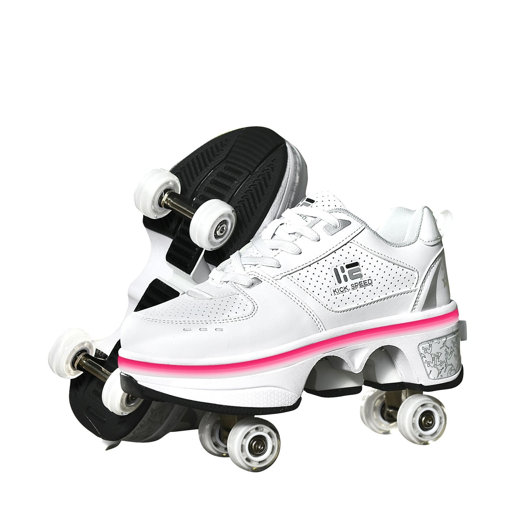 Four Walking Shoes Invisible Wheel Skates Children Wheel Shoes Deformed Shoes Breathing Light Roller Skates Double Row Dry 33