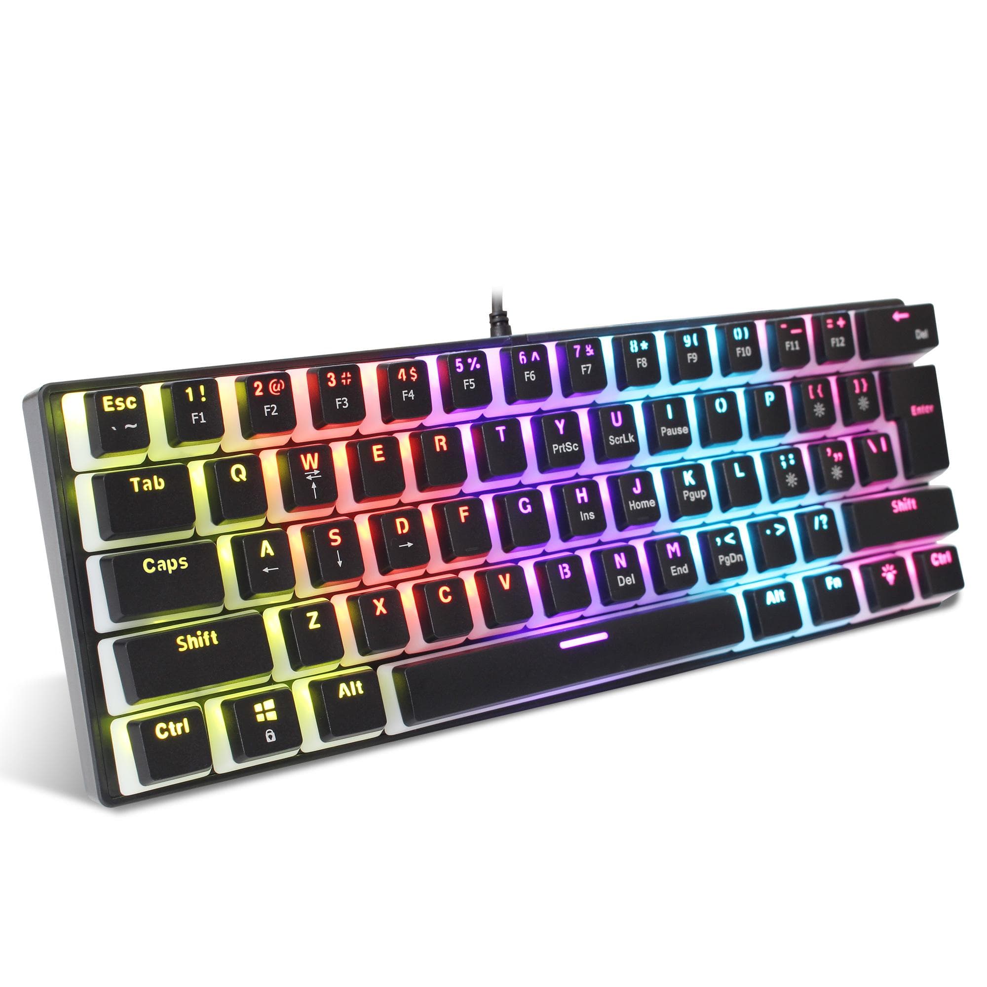 HXSJ Wired Gaming Keyboard 61 Keys 12 Colorful Mixed Backlit Mechanical Keyboard with Mechanical