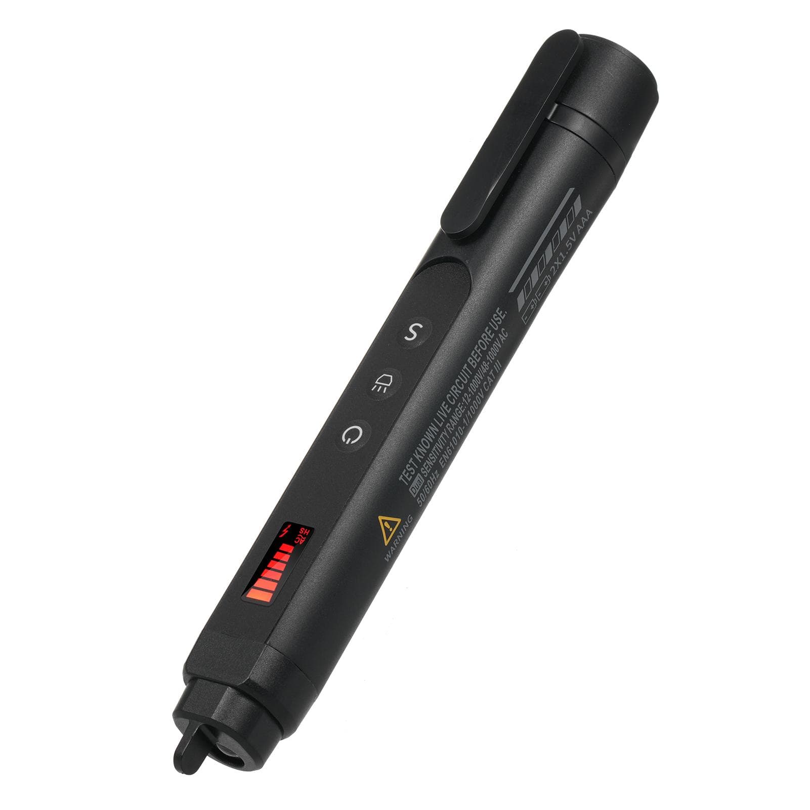 Non-Contact Voltage Tester AC Voltage Detector Pen Dual Range 12V-1000V48V-1000V Adjustable black