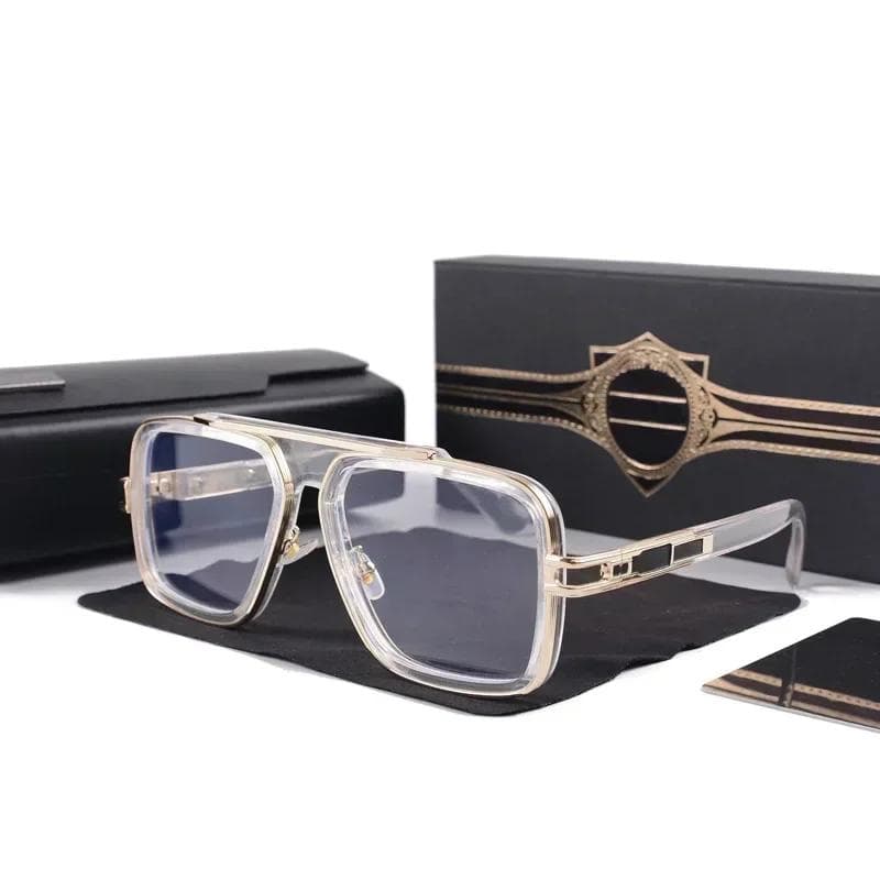 Retro Square Sunglasses Men Women Luxury Classic Big Frame Black Gradient UV400 Shades for Travel Driving