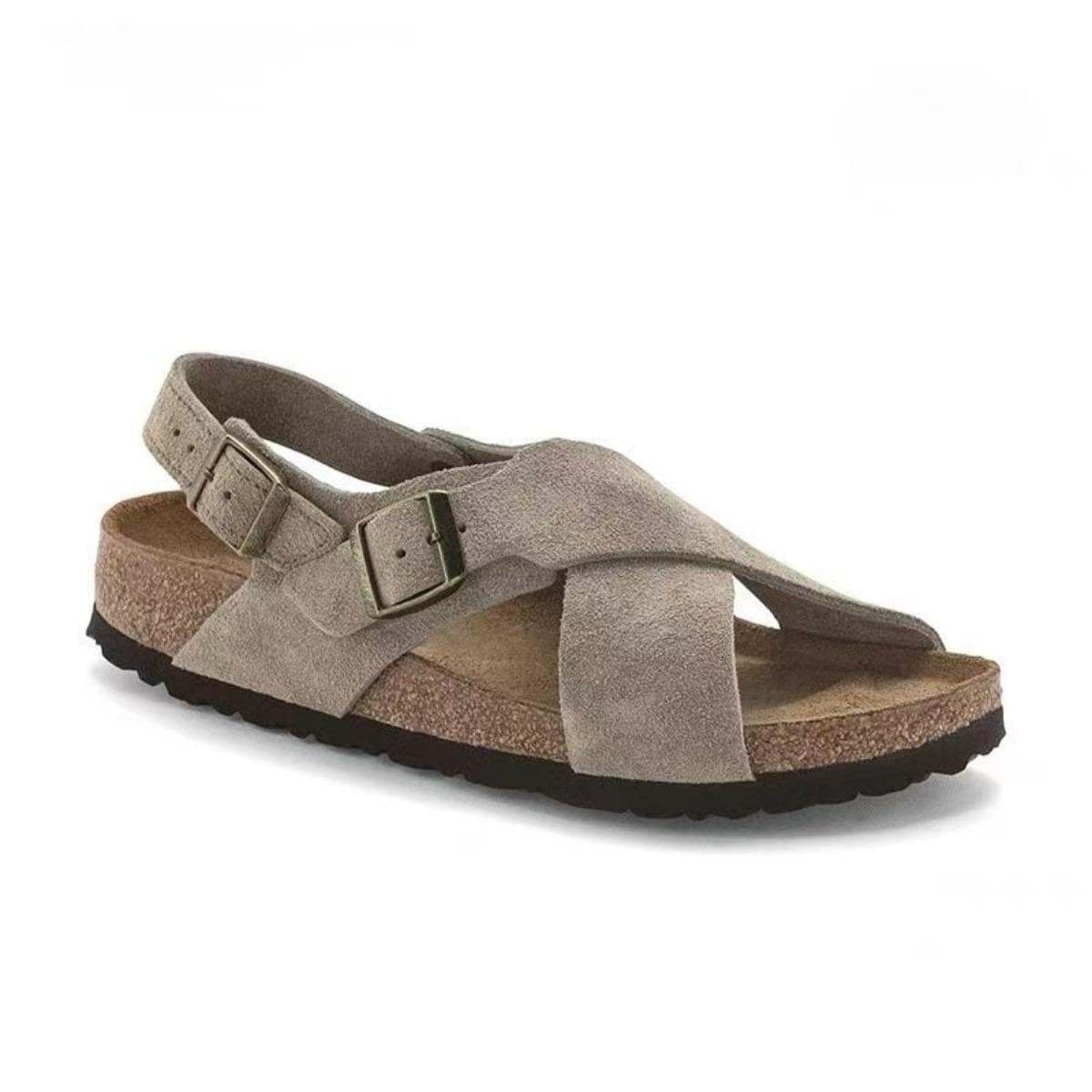 Summer New Buckle Fish Mouth Large Size Thick Bottom Large Size, Beach Cross Sandals for Women 43 gray