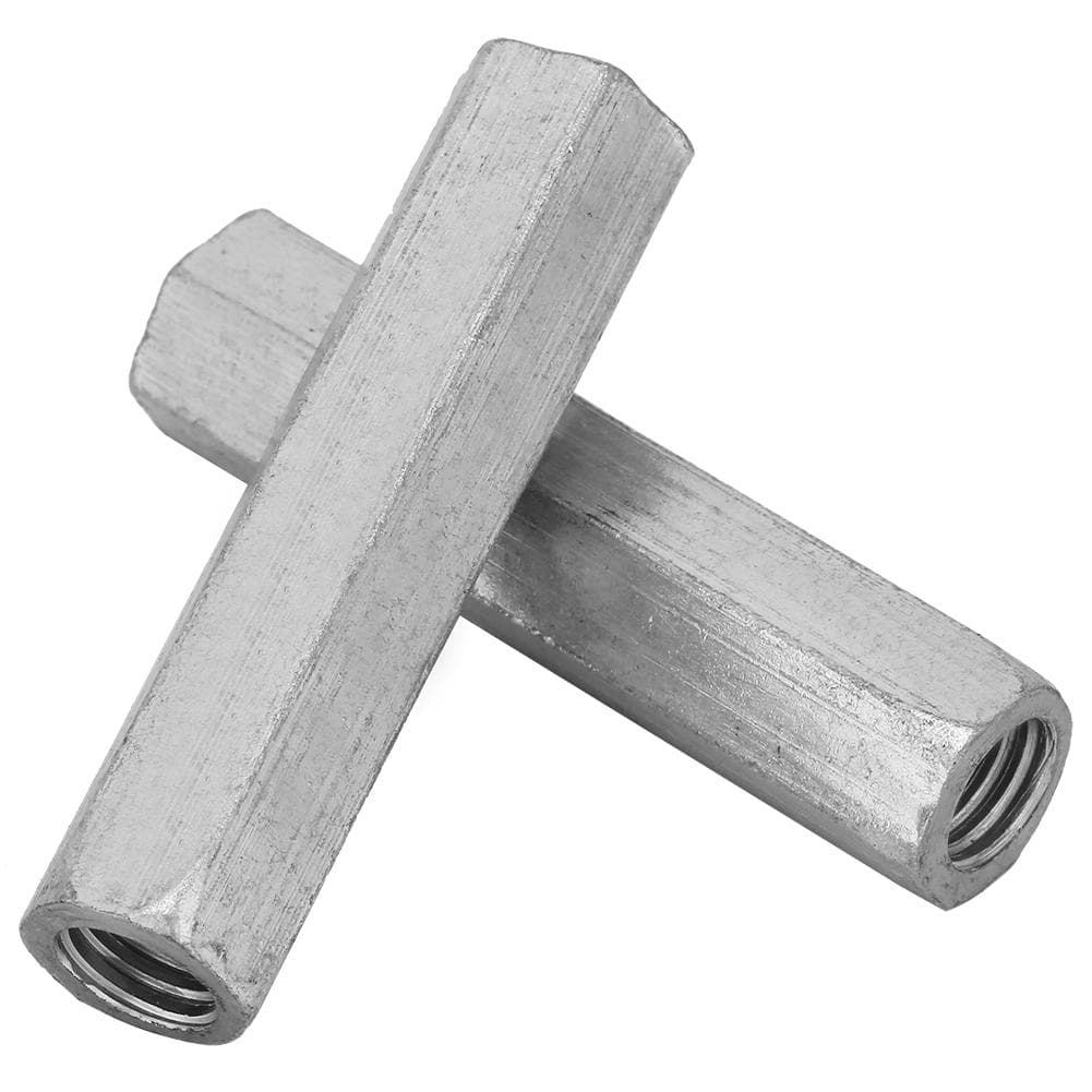 2pcs Zinc Plated Steel M10*60 Long Hex Nut Hexagonal Thread Nut Threaded Fasteners