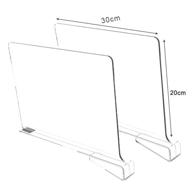 Transparent Closet Shelf for Wardrobe Organizer Cloth Divider Cupboard Bookcase Divider Baffle Multi functional partition and sorting board 2pcs transparent