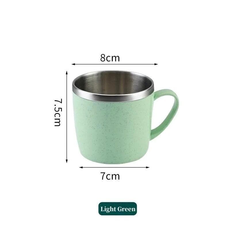 Anti-scalding Stainless Steel Water Cups Plastic Handle Coffee Milk Mug Tea Drinks Water Cup For Home Office green