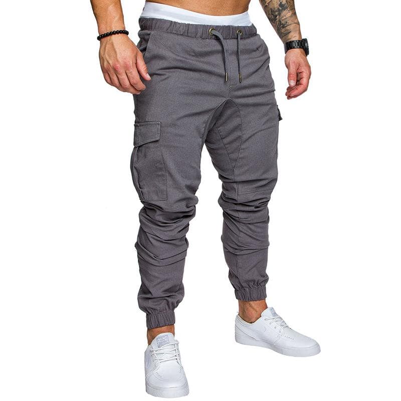 Men's Cargo Gym Joggers Sweatpants L light gray