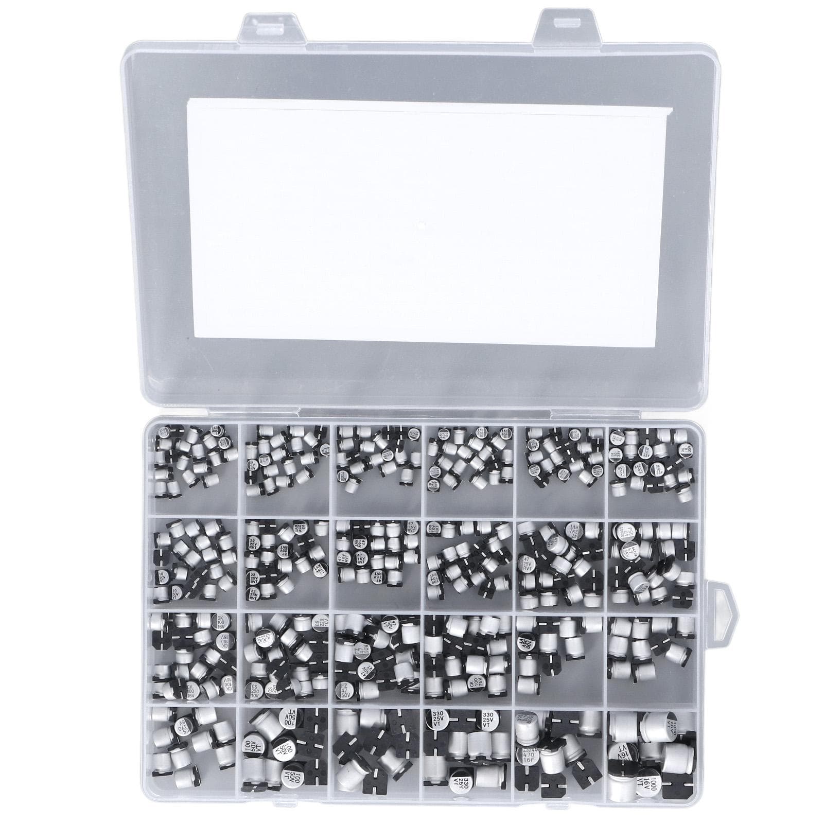 400Pcs 24 Values Electrolytic Capacitor Black SMD Aluminum Electrolytic Capacitors Assortment Kit