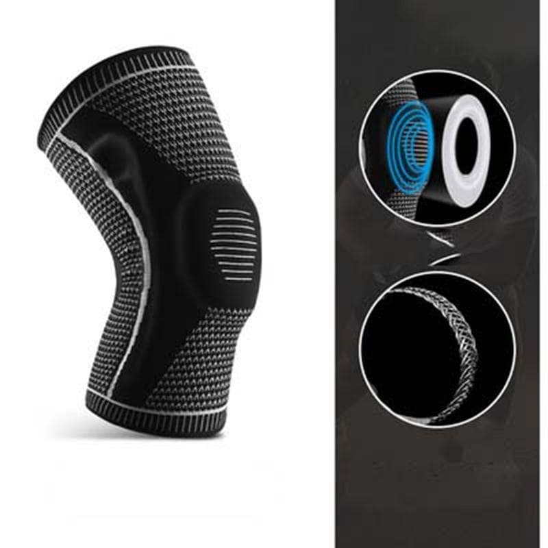 Silicone Full Knee Pads with Patella Medial Support Direct Sales Compression Protection Sports Pad Running Basketball M【50-65kg】 black
