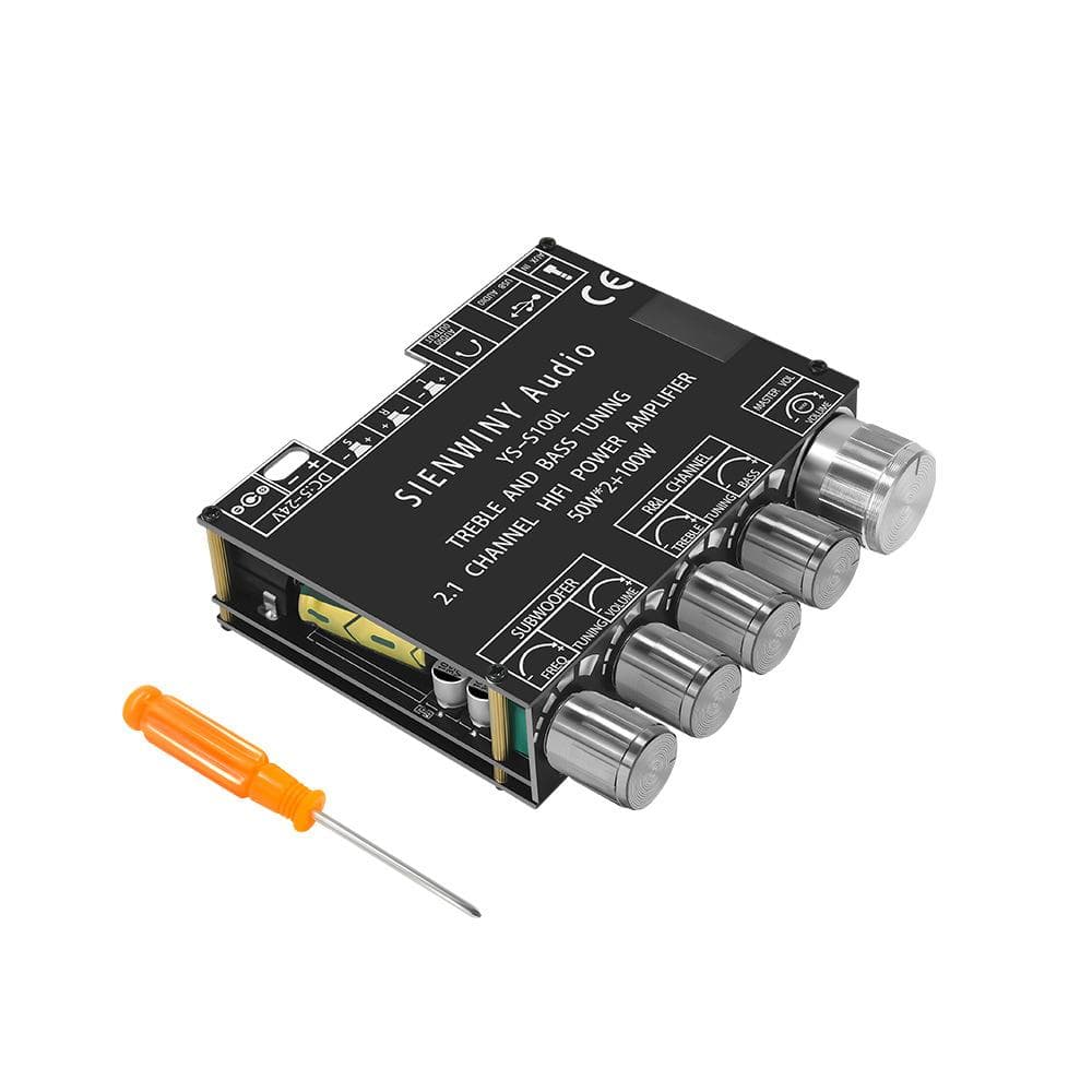 Portable BT Power Amplifier Module Multifunctional 2.1 Channel Power Amp Board Stereo Subwoofer black