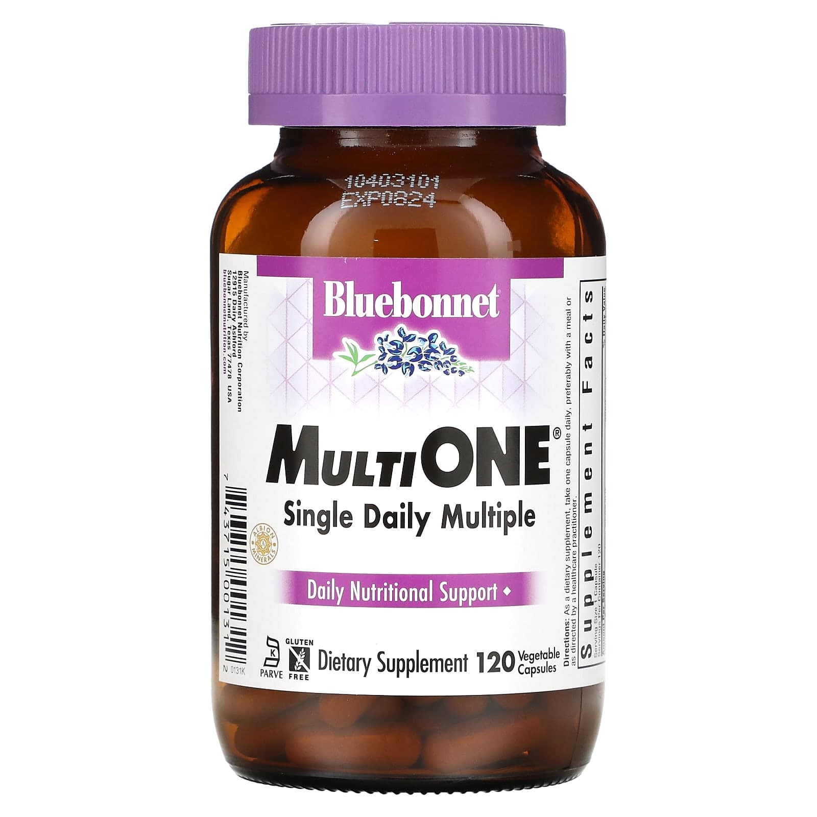 Bluebonnet Nutrition, Multi One, 1 tablet per day complex, 120 vegetable capsules