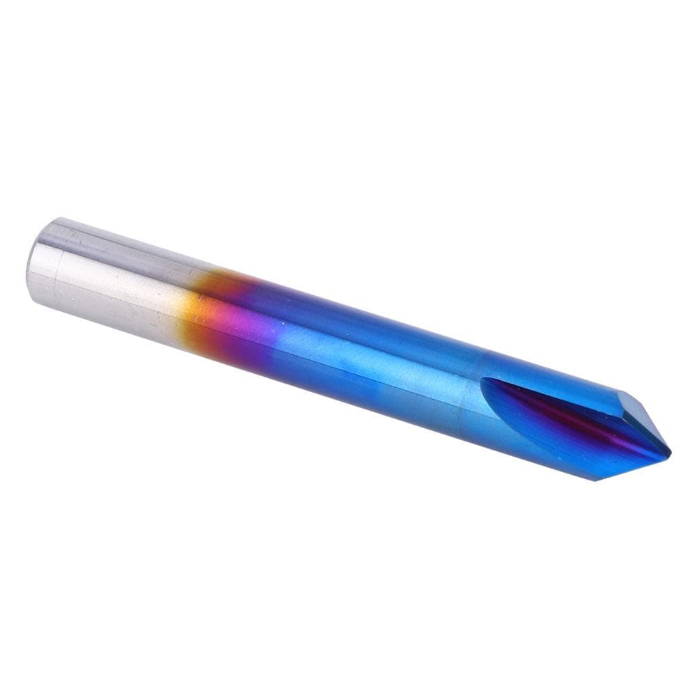 90 Degrees Chamfer End Mill 2 Flute Blue Coating Tungsten Steel Cemented Carbide Router Bit10x75L