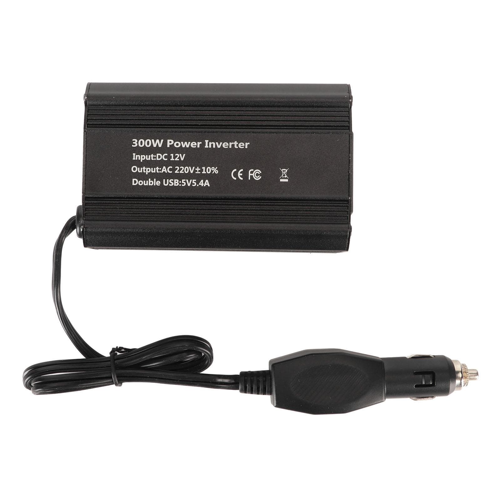 300W Car Power Inverter DC12V to 220V Portable Car Converter Adapter with 3A 2.4A Dual USB for Plug black