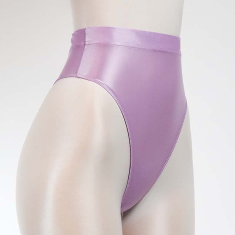 1PC Wet Look Thin Panties Satin Glossy Lingerie G-string Thong Breathable Hipster Shiny Underwear 2XL light purple