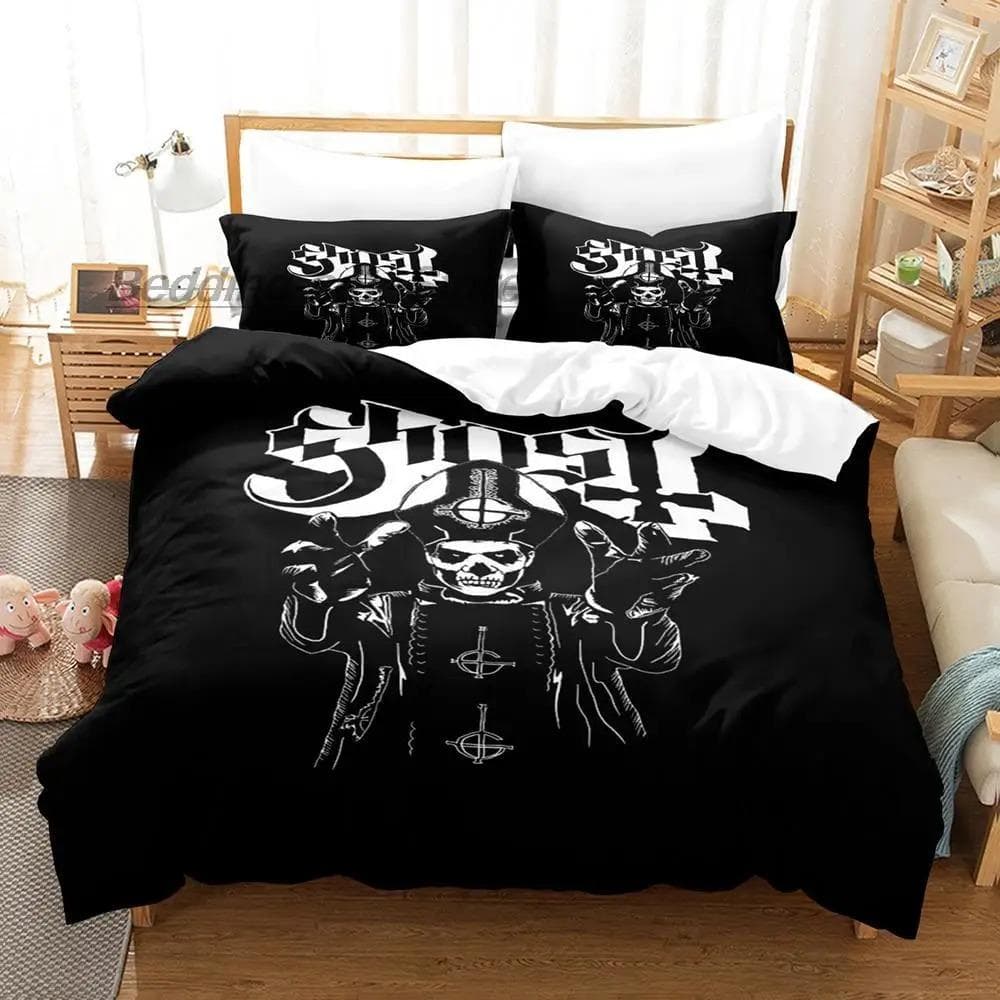 Ghost Rock Band Tank Bedding Set Single Twin Full Queen King Size Bed Set Aldult Kid Bedroom Duvetcover Sets 3D Print AU Single 140x210cm