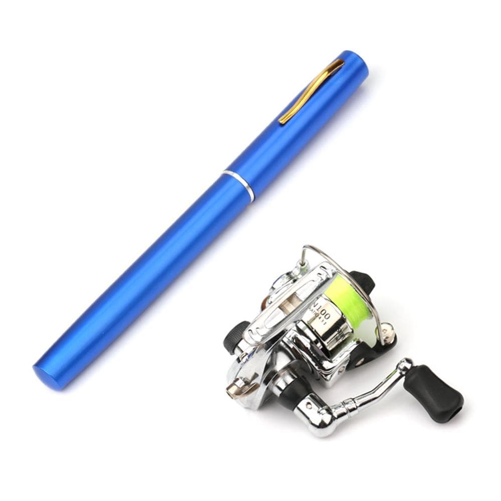 1M / 1.4M Pocket Collapsible Fishing Rod Reel Combo Mini Pen Fishing Pole Kit Telescopic Fishing 1M blue