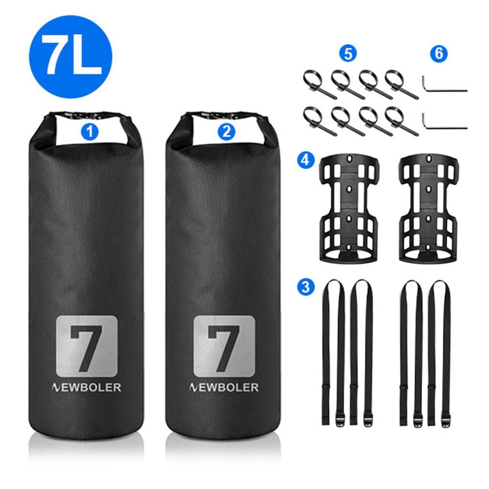 3L/7L Bike Fork Bag Waterproof Roll Top Dry Bag Bicycle Fork Bag Cycling Pack Bike Pannier 7L*2 black