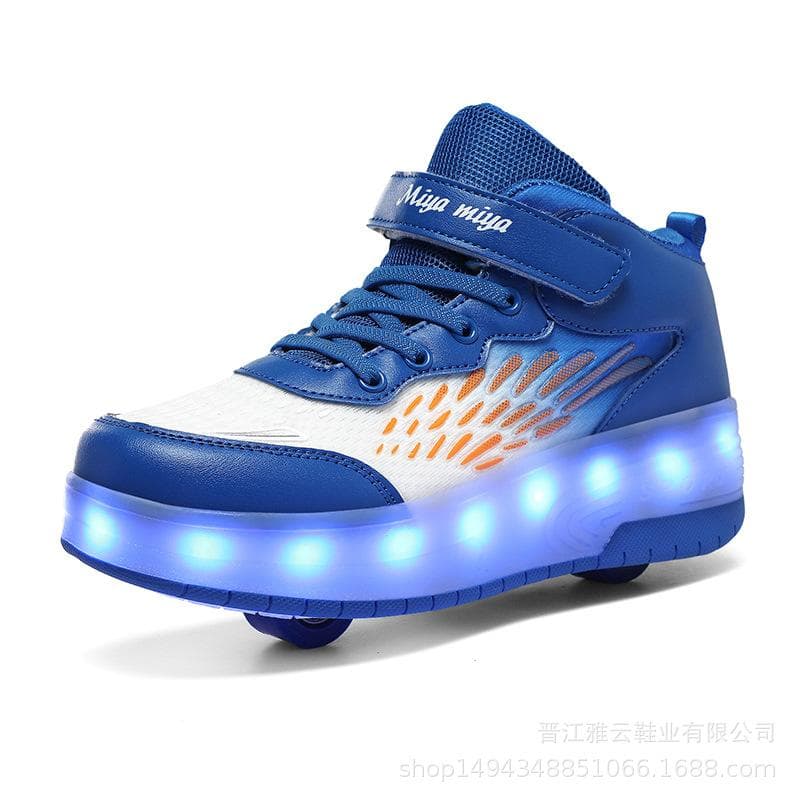 Double Wheel Runaway Shoes New Pulley Shoes Children's Charging Invisible Wheel Shoes 40 blue
