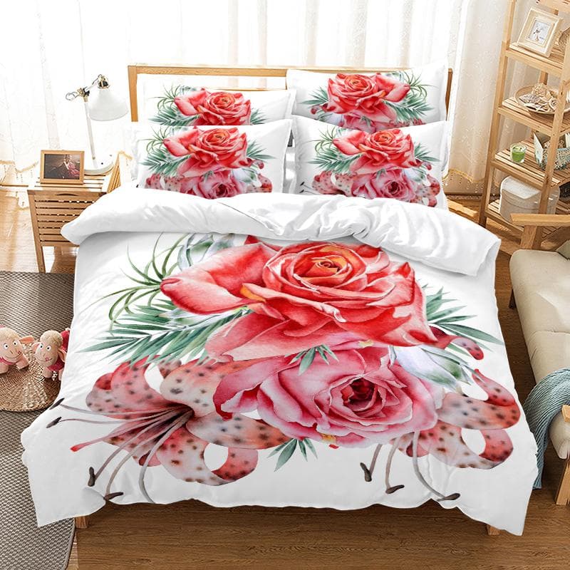 Rose Garden Bedding Set Duvet Cover Set 3d Bedding Digital Printing Bed Linen Queen Size Bedding Set Fashion Design EU Double(200x200cm)