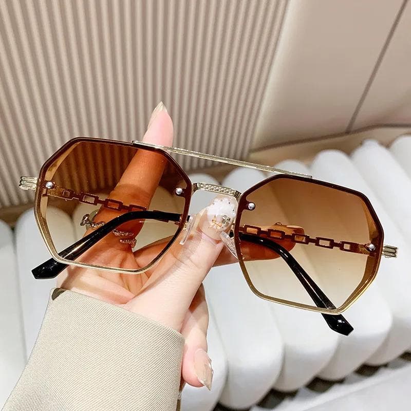 New Double Metal Chain Sunglasses Women Fashion Cool Design Brand Sun Glasses for Street Photography