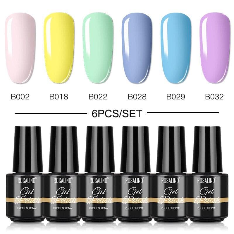 ROSALIND Gel Polish Set Color Gel Nail All For Manicure Nail Art With Base Top Coat Hybrid Varnishes 4/6pcs Nail Kit