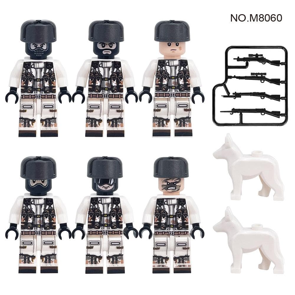 6pcs M8060 Snowman Military Action Figure Ghost Commando Children's Building Blocks