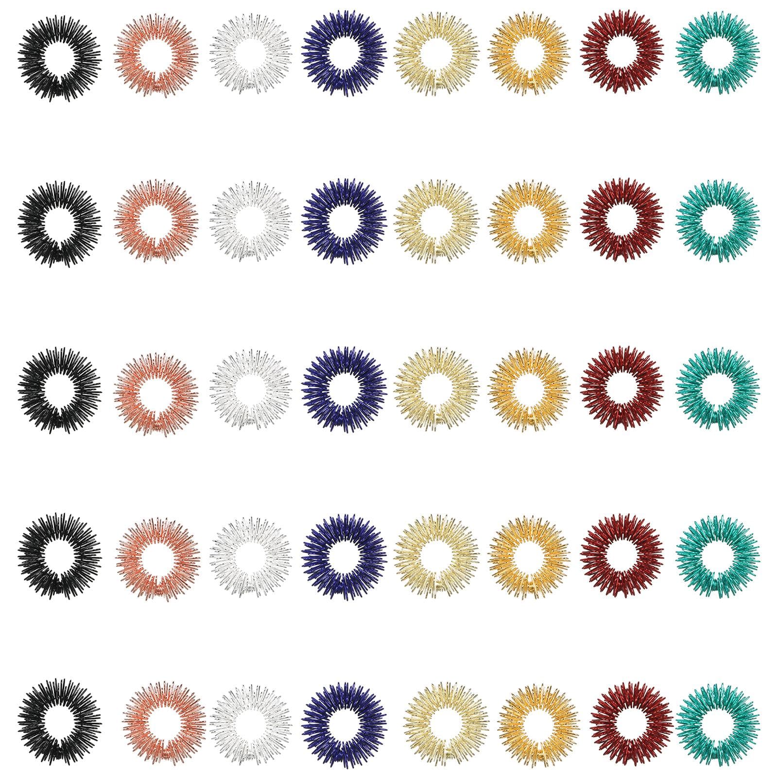 40pcs Finger Sensory Massage Ring for Teens Adults Silent Stress Reducer and Massager 40PCS multicolour