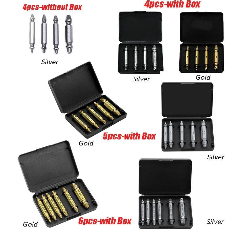 6/5/4pcs Damaged Screw Extractor Breakage Bolt Extractor Drill Bits Guide Set Broken Easy Out Fastener Kit Use With Any Drill 4pcs silver