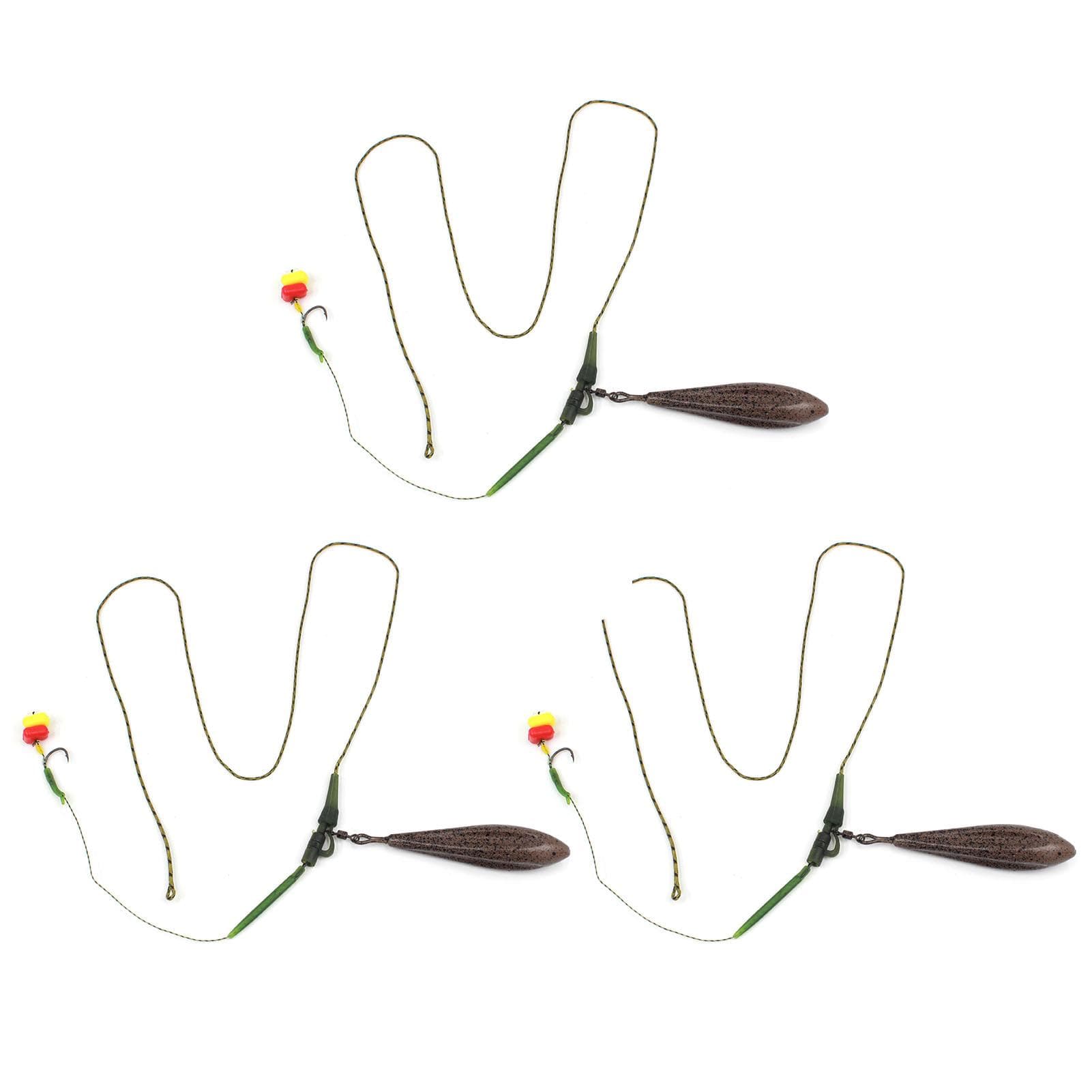 3 Pack Carp Fishing Inline Rig Set with Sinker Weight Tail Rubber Tubes Anti-Tangle Sleeves Quick Type B 100g