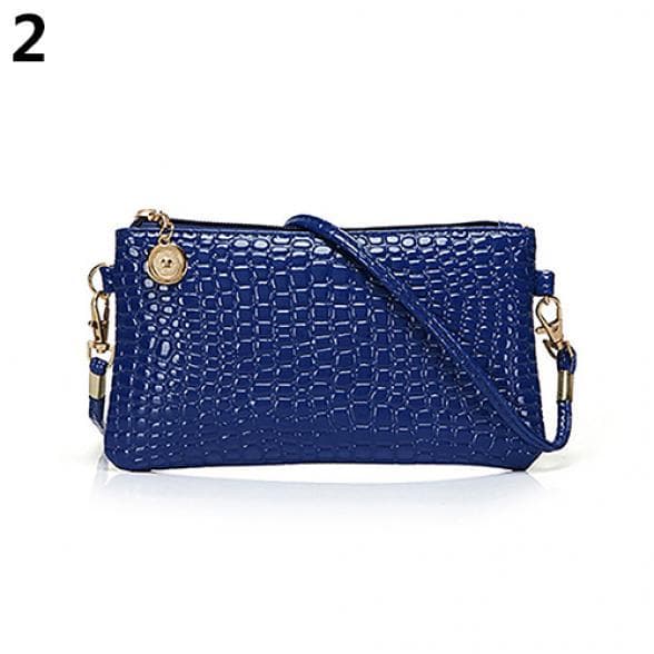 Crocodile Pattern Women Fashion Shoulder Bag Tote Messenger Zipper Satchel Handbag Shoulder Bag blue