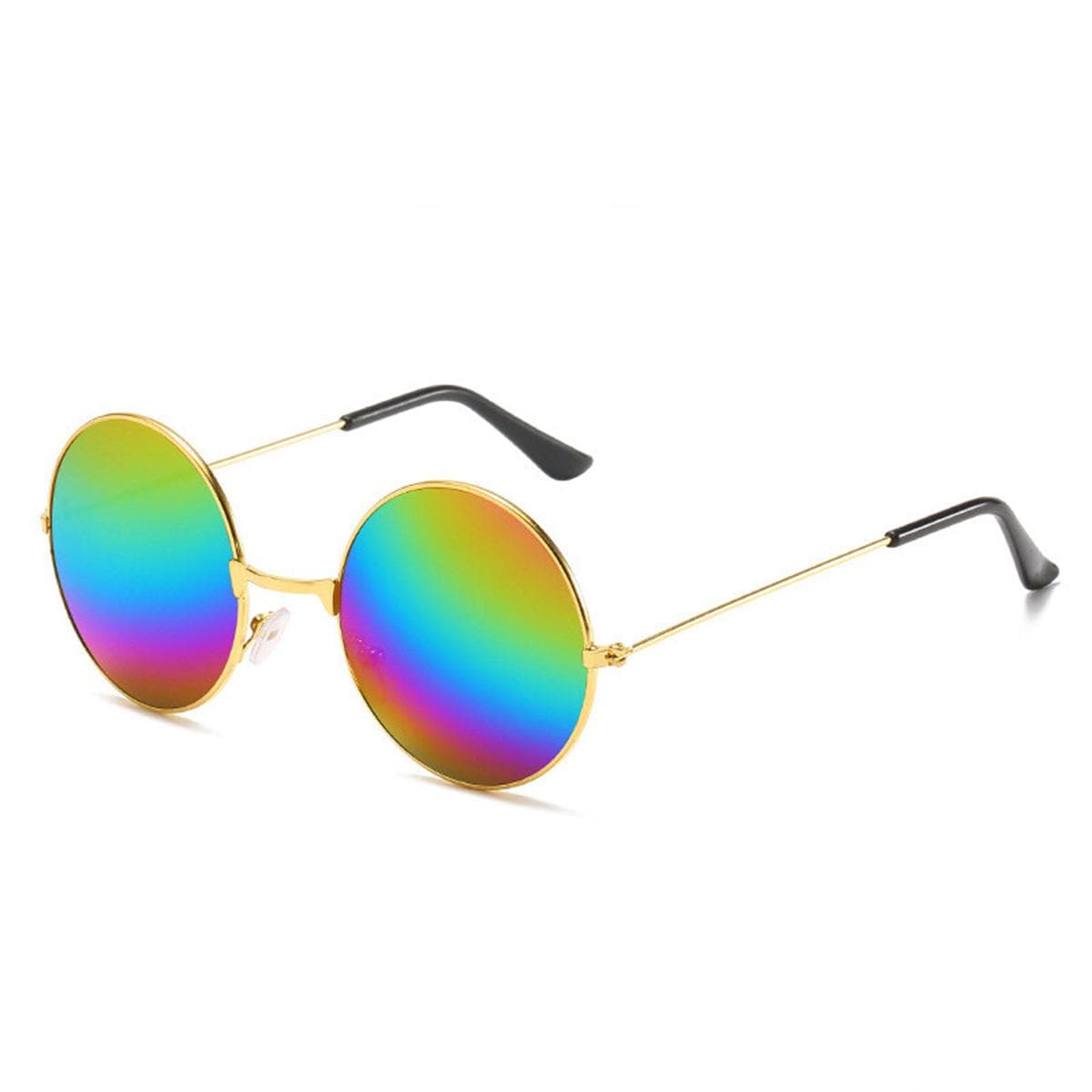 Retro round Prince sunglasses for men women blue mirror color reflective beach sunglasses stylish vintage eyewear