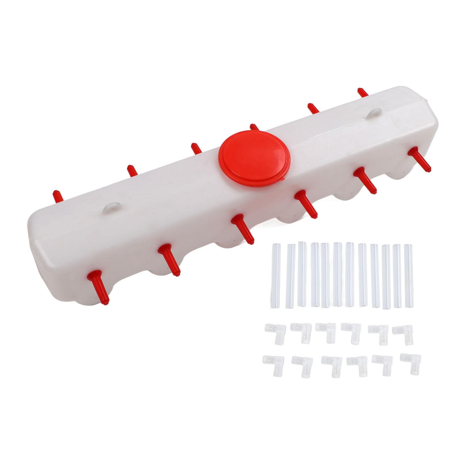 Lamb Milk Nipples Red Feeder Livestock Feeding Bucket 2 Side with 12 Nipples 9L Capacity Animal L
