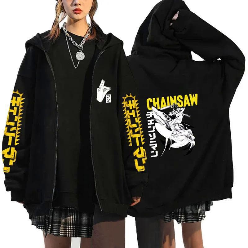 Anime Chainsaw Man Zip Hoodies Sweatshirts M