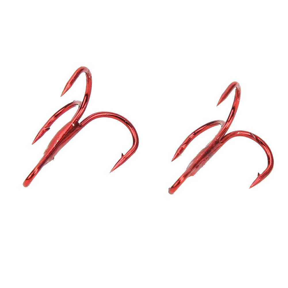 100pcs Red Treble Hooks High Carbon Steel Fishing Hook Fishhook Fishing Accessories10#