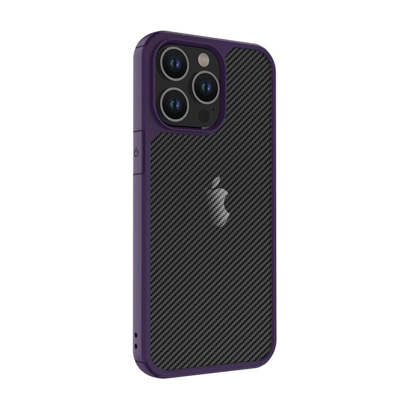 Applicable To IPhone16Promax Carbon Fiber Two-in-one Apple 15 Two-in-one Anti-fall X/XS Protection Case Apple 16Plus purple