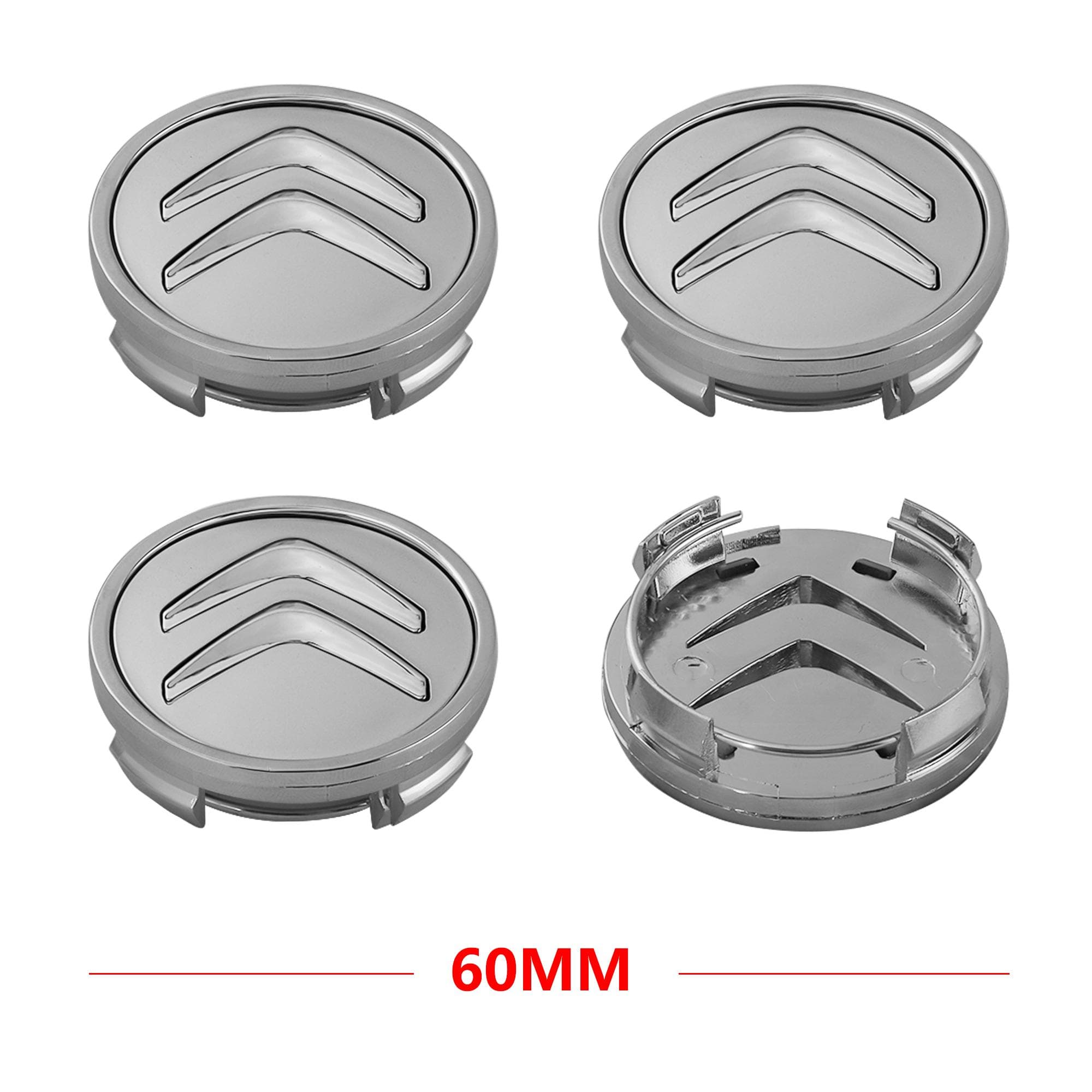 For Citroen C3 C4 C5 C6 C-Quatre Berlingo Accessories 4pcs 60mm Car styling Auto Car Wheel Center Hub Cap Rim Caps Covers Emblem silver