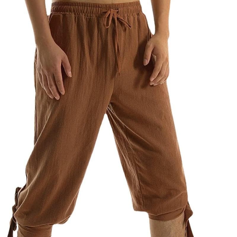Victorian Men Short Breeches Riding Pants Cropped Pants Steampunk Colonial 3XL coffee