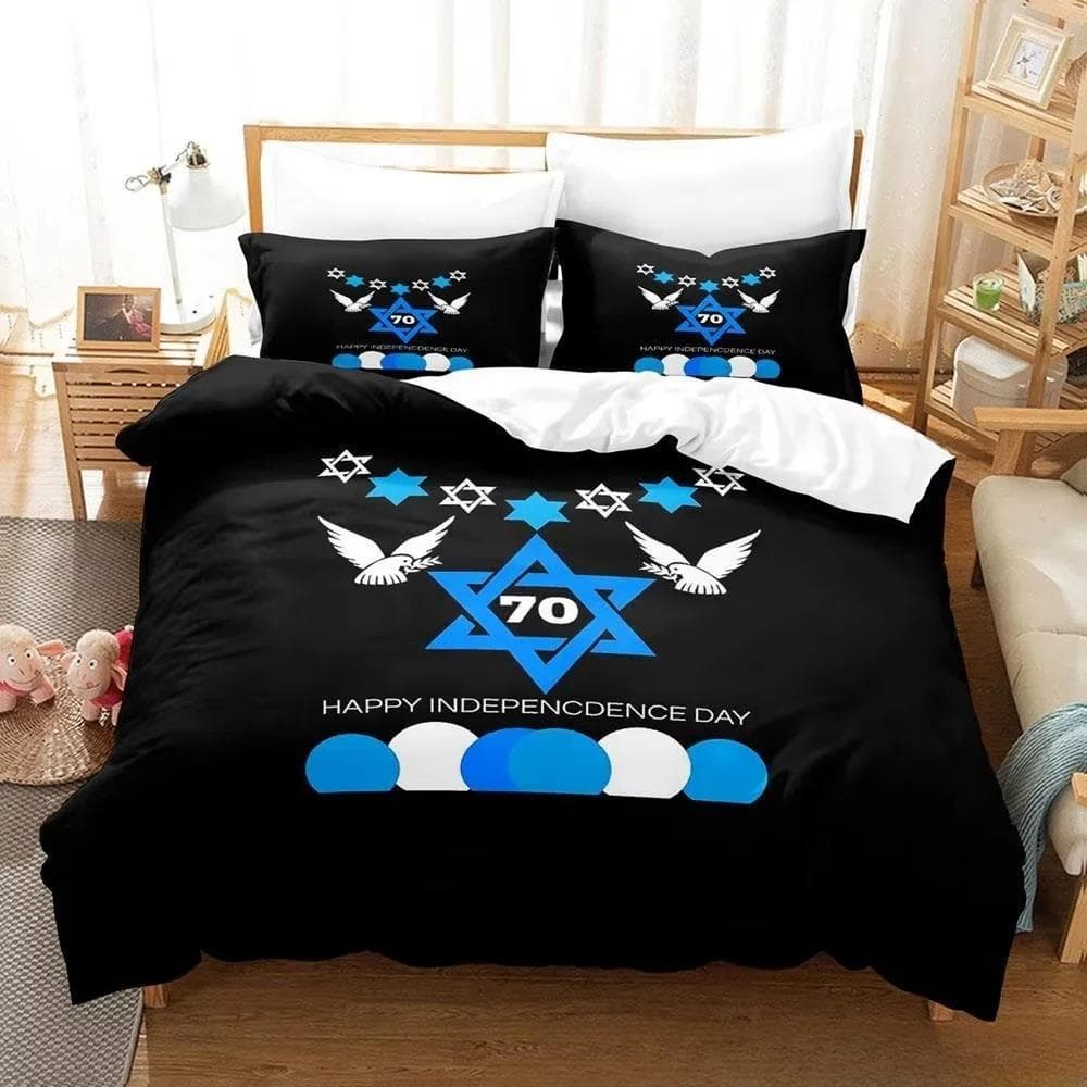 New 3d Print Israel flag Bedding Set Duvet Cover 1 Duvet Cover 2 Pillowcases Adult and Kids Bedding Set Luxury Children's Gifts EU Single 135x200cm