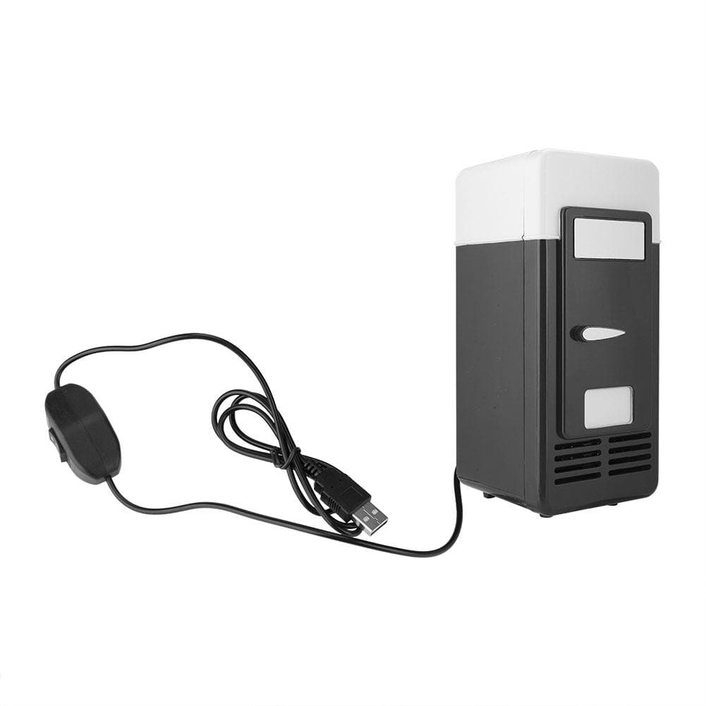 PC USB Mini Refrigerator Fridge Beverage Drink Can Cooler Warmer Black black