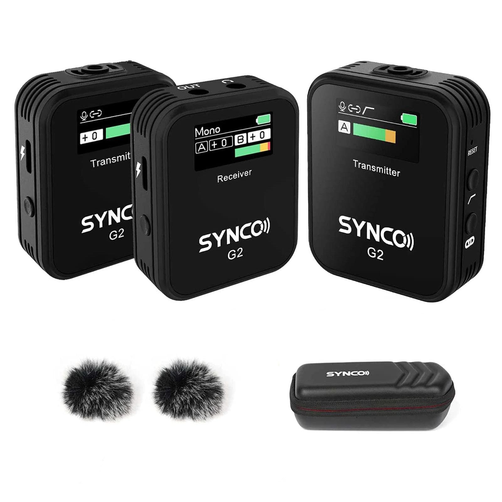 SYNCO G2(A2) 1-Trigger-2 2.4G Wireless Microphone System with 1 Receiver + 2 Transmitters + 2 black
